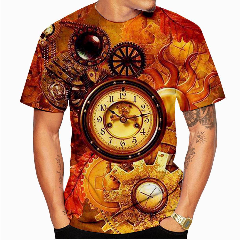 Футболки с циферблатом и 3D принтом, уличная мужская мода, Harajuku, повседневная футболка большого размера с круглым вырезом, летние футболки, топы, одежда