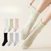 Female Spring and Summer Thin Mesh Moon Son Boneless Curled Edge Loose In The Tube Pile Socks