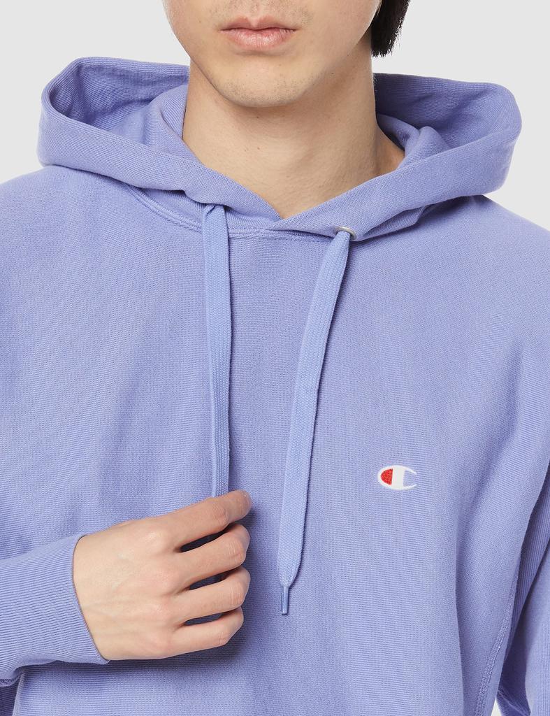 Champion Reverse Weave Hooded Fleece Long with Embroidered Dull Size S Men's C3-T110 Sweatshirt, Lining, Sleeve, 100% Cotton, 10oz, Logo, Purple,