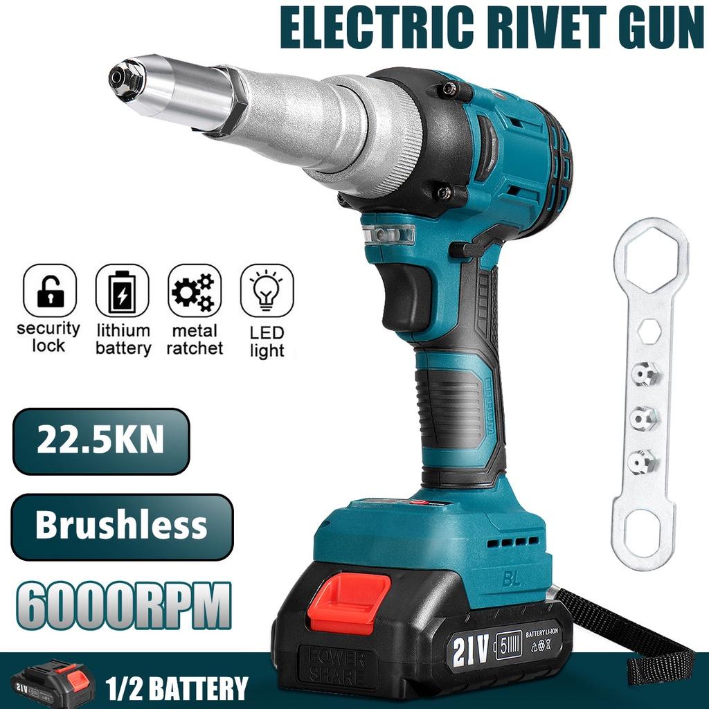 New Brushless Electric Riveter Guns 2.4-4.8mm Cordless Rivet Nut Gun W/ 7500mAh Li-ion Battery Rivet Tool