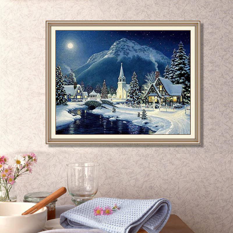 Снежная сцена узор 5D Diy Алмазная картина 3D Алмазная вышивка Украшение дома Изысканный подарок
