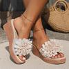 2024 Summer New Wedge Heel Muffin and One-character Foreign Trade Women's Cool Slippers Beach Shoes Women