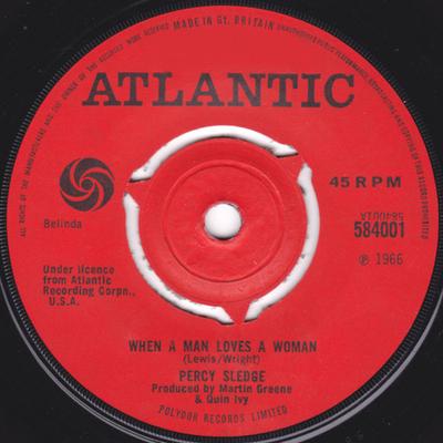 7-дюймовая пластинка PERCY SLEDGE - When A Man Loves A Woman 584001 Atlantic 1966 UK Соул/Фанк Б/У
