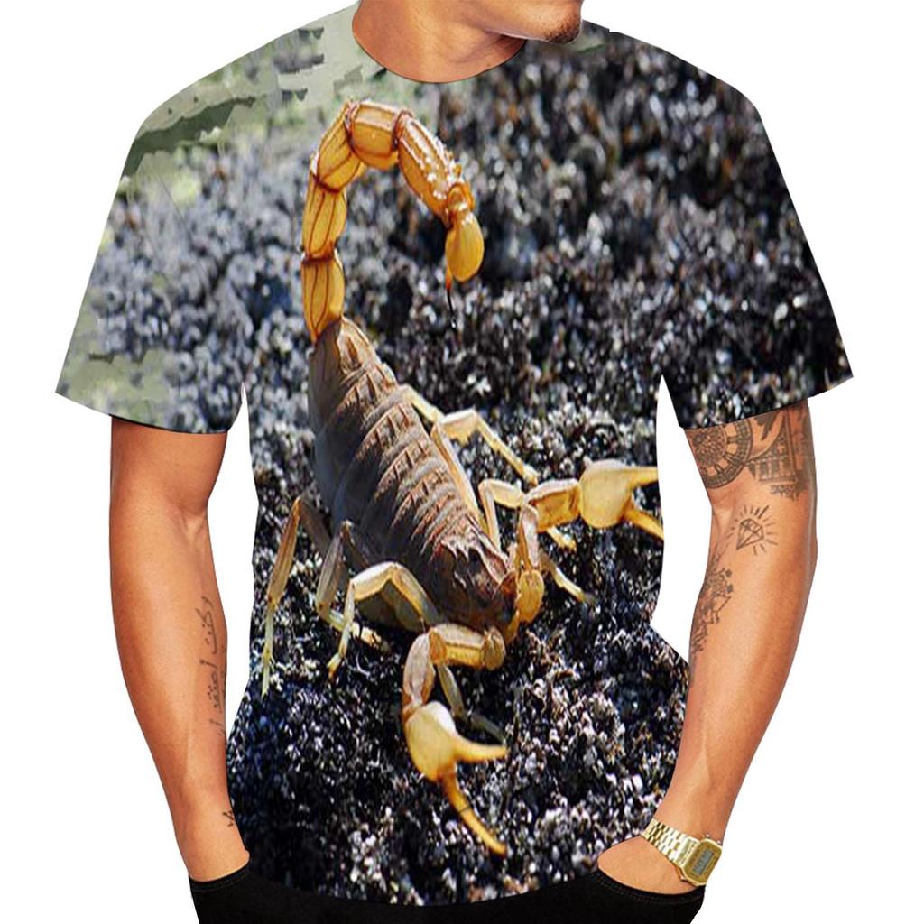 New Summer Funny Scorpion 3d Printing Men Ladies Kids Short Sleeve Hip Hop Streetwear Breathable Lightweight Tops Fitness