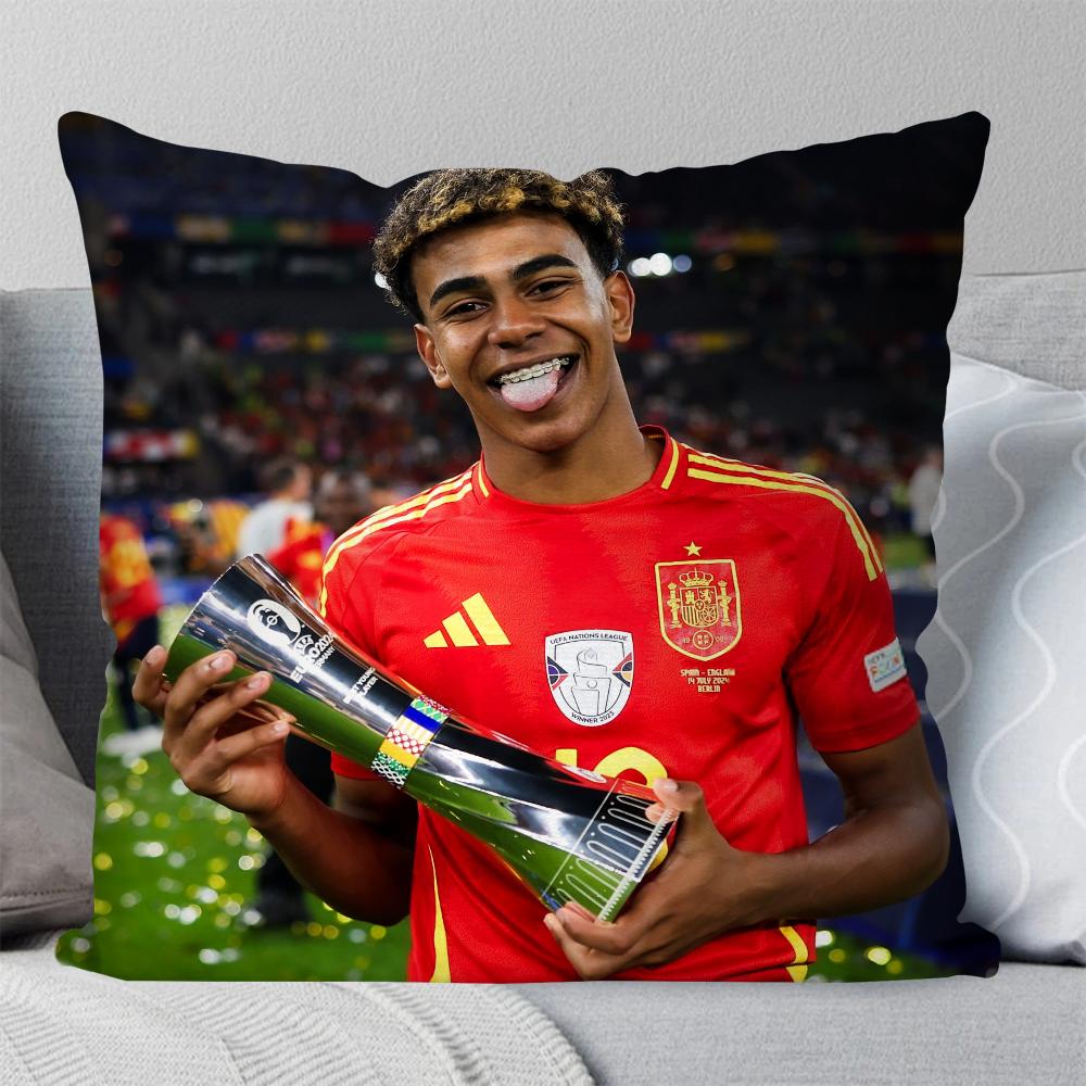 Football L-Lamine Number 19 Y-Yamal Pillow Case Square Pillow Bedroom Sofa Leisure Comfort Car Living Room Home Decoration 40X40