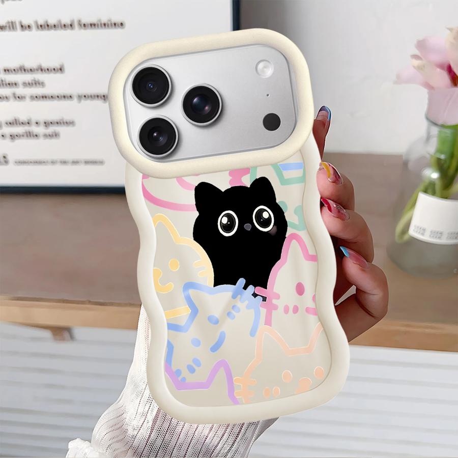 Чехол для iPhone 11 15 Plus 13 14 8 XR 16 Pro Max 17 Air 12 Мягкая накладка на телефон Мультяшный милый кот