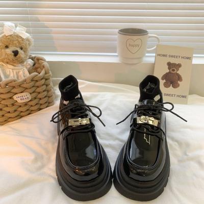 Маленькие кожаные туфли лето новые маленькие толстая подошва с юбкой Мэри Джейн одинарные туфли женские