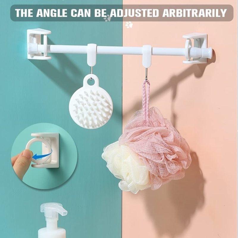 2Pcs Curtain Rod Fixed Holder 360° Rotating Circular Transparent Curtain Rod Hook Hanging Rod Ring