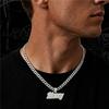 Iced Out Bling Money Letter Pendant Necklace Moissanite Pendant Hip Hop Silver Cuban Link Chain Men Rapper Pendant Necklace
