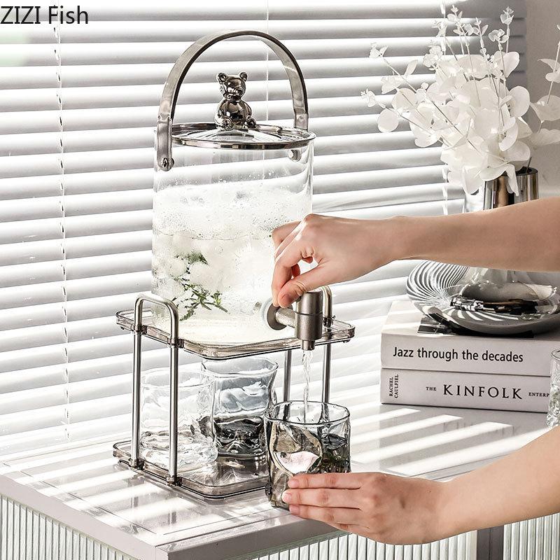 Стеклянный чайный сервиз, один чайник, четыре чашки, шесть предметов, графин для вина, виски, домашний чайник для сока, легкий роскошный прозрачный чайный сервиз