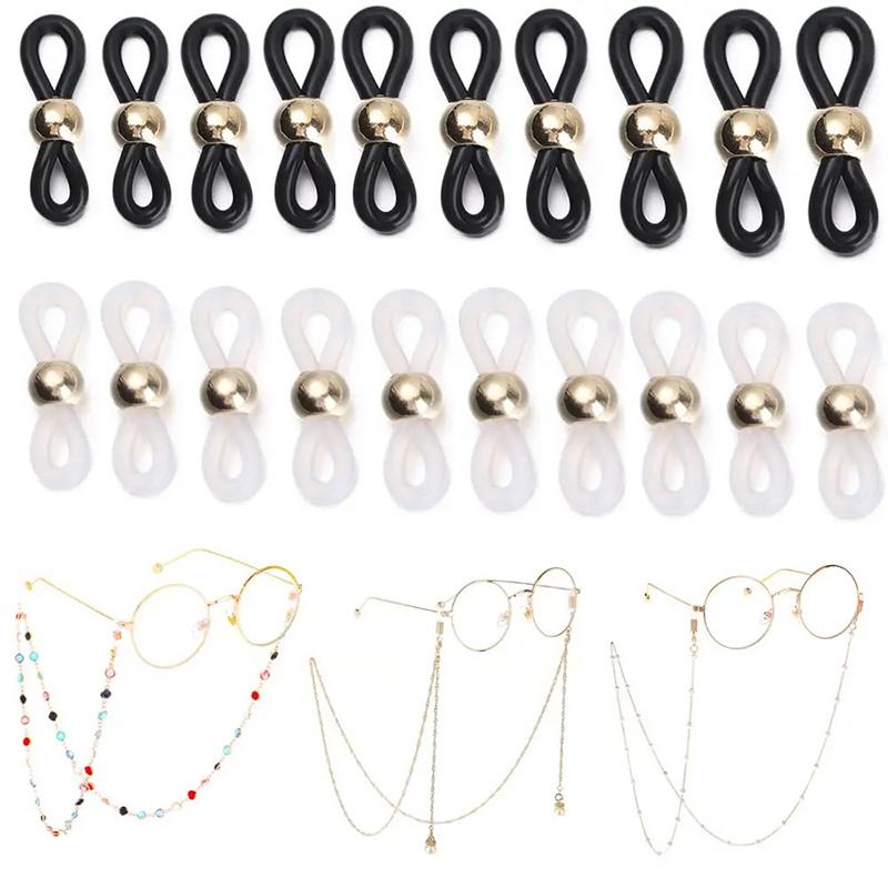 50Pcs Rubber Anti-Slip Eyeglass Chain Ends Retainer Adjustable Rubber Eyeglass Strap Spectacle End Connectors Glasses Ring