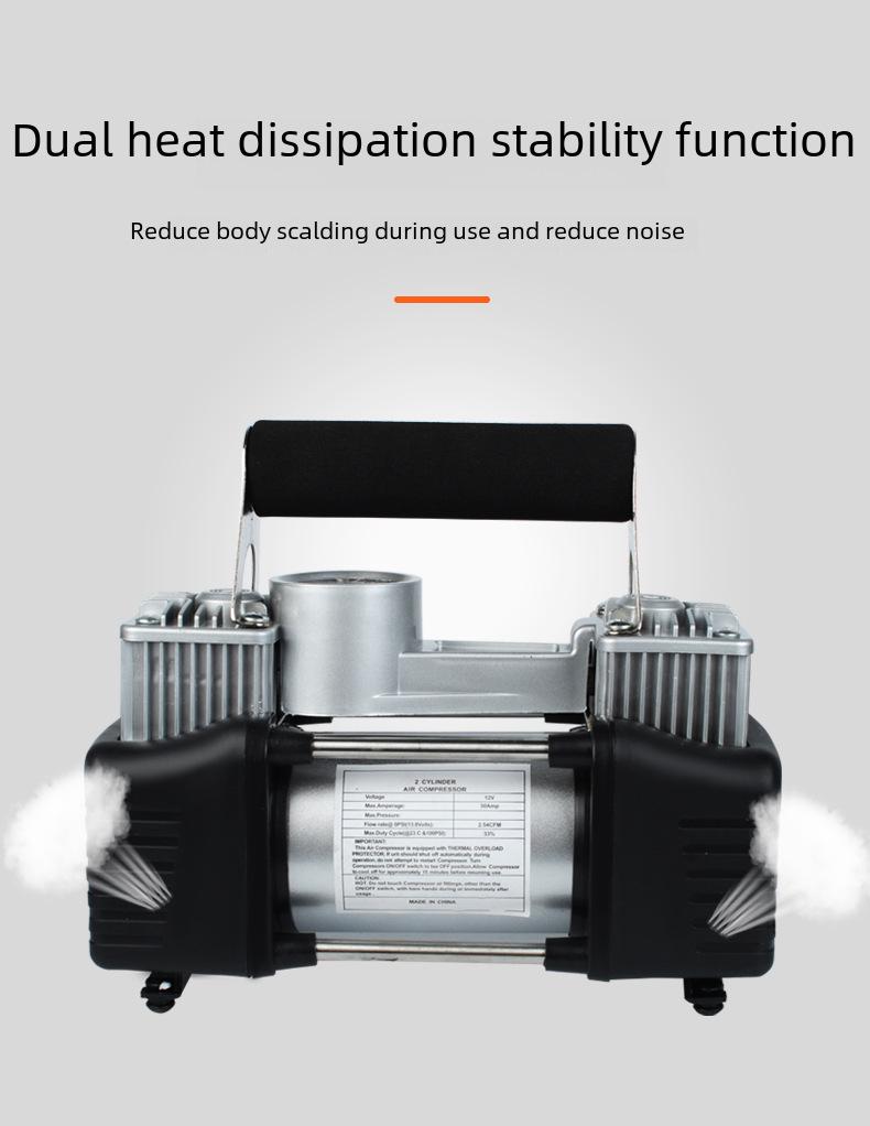 Портативный двухцилиндровый воздушный насос для транспортных средств 12 В/24 В