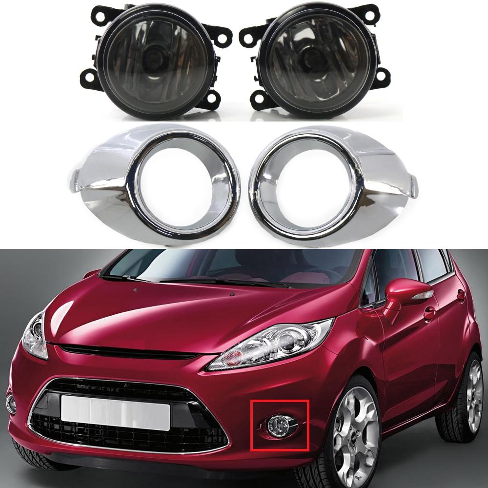Left/Right Car Front Bumper Fog Light Cover Grille Grill Fog Lamp Assembly Set For Ford Fiesta 2008 2009 2010 2011