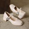 2024 New Hot-selling Women's Single Shoes Thick Heel Mary Jane Women's Single Shoes Solid Color Slip-on Spring and Autumn