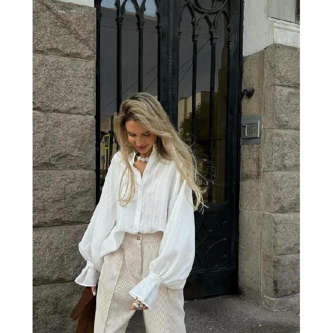 2026 Spring New Oversize White Shirt Women Long Sleeve Button up Minimalist 100% Cotton Shirt Female Chic Loose Tunic Blouses