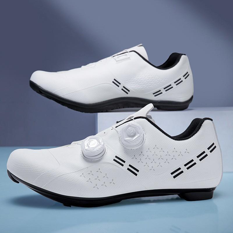 Road Cycling Shoes With Stiff Sole Breathable Unclipped Clipless Style Dual Buckle Bike Pedal Men Women