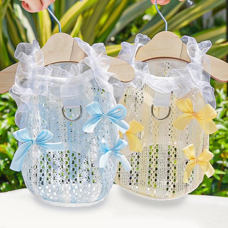 Pet Fairy Dress Cut-out Lace Vest Spring and Summer Dog Clothes Dog Clothes Cat Clothes Halter Top