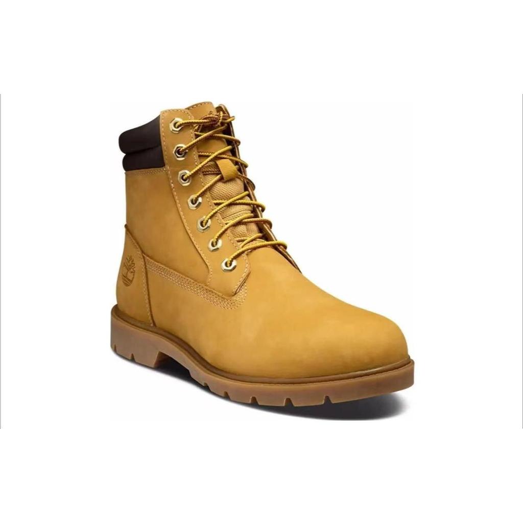 Timberland Leather Warm Durable Shock Absorbing Non-Slip Short Outdoor Boots Men Boots Wheat A10DR