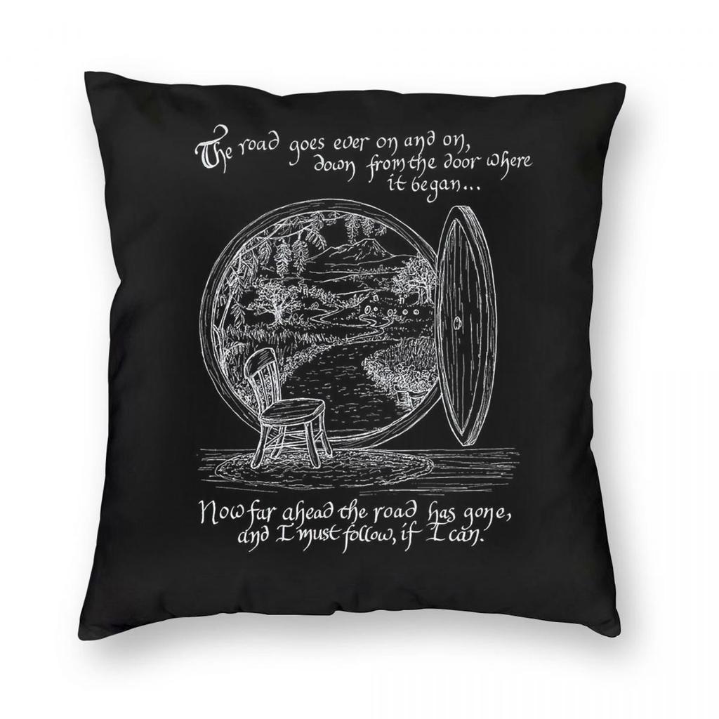 The Road Goes Ever On Square Pillowcase Polyester Linen Velvet Pattern Zip Decor Pillow Case Room Cushion Cover x