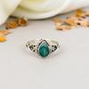 925 Sterling Silver Emerald Gemstone Pear Shape Ring For Women