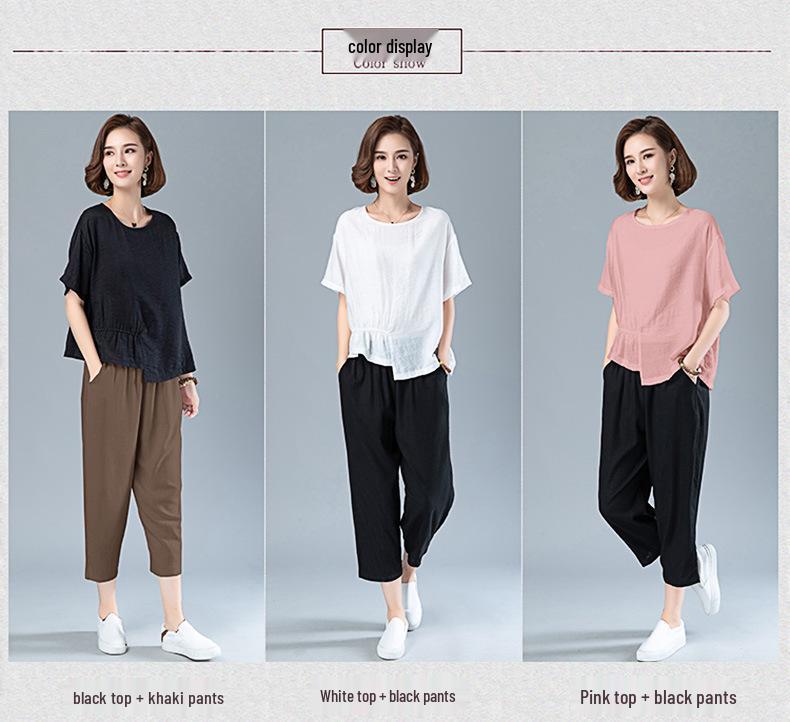 Летняя мода 2025 года: Мамин маленький повседневный комплект из хлопка и льна