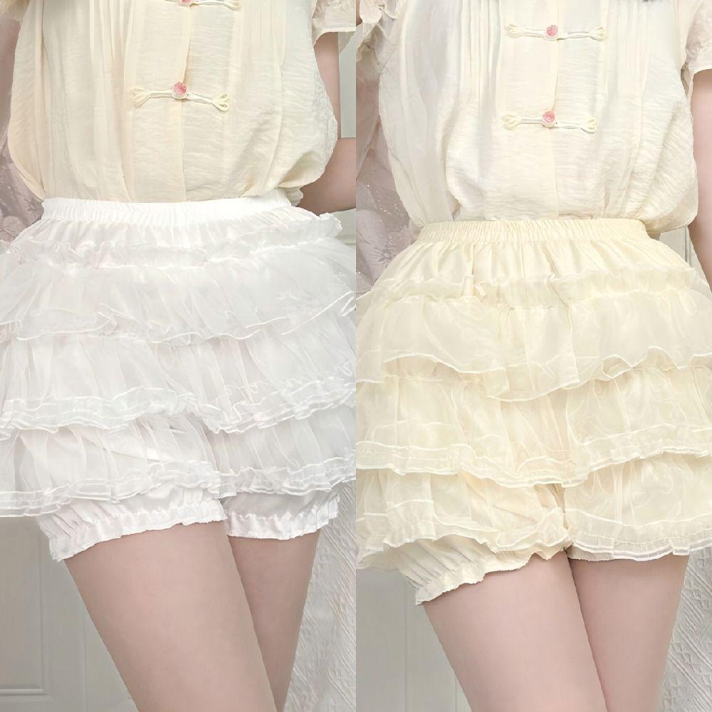 Anti Exposure JK Petticoat Elastic Tutu Puffy Skirt Comfortable Lace Pumpkin Pants Women