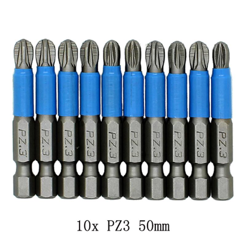 10Pc 25/50mm Screwdriver Bits Anti-slip Magnetic Drill Bits 1/4Inch Hex Shank Hand Tools Electric Drill PH1 PH2 PH3 PZ1 PZ2 PZ3
