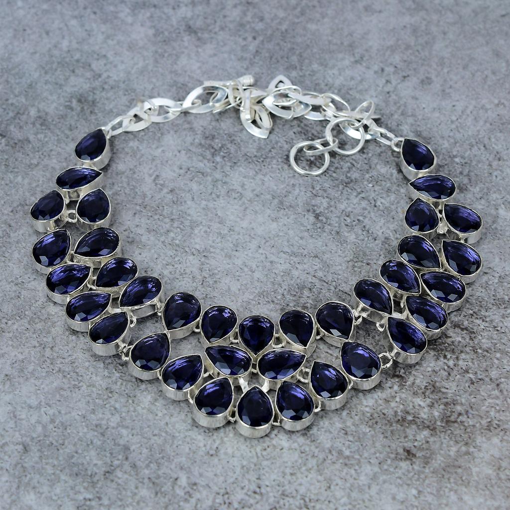 Amethyst Gemstone Handmade 925 Sterling Silver Jewelry Necklace 18" M-324