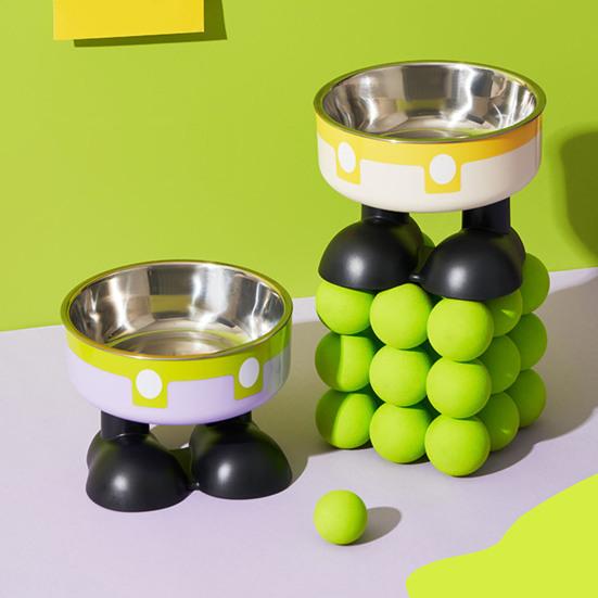 Приподнятые миски для кошек Миска для домашних животных из нержавеющей стали с нескользящим основанием Съемный питомец