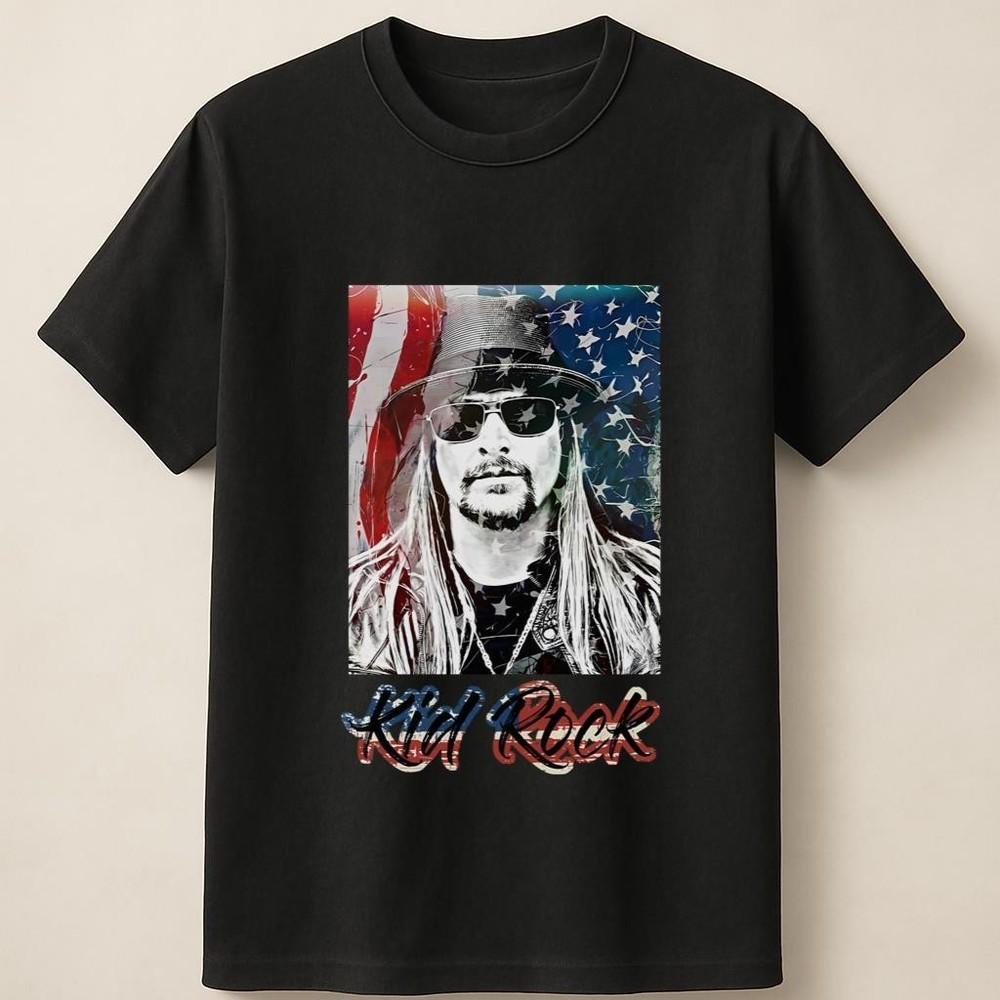 Kid Rock Американский флаг Патриотический стиль Винтажная графика Унисекс футболка Унисекс футболка