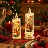 4PCS Electric Christmas Flameless Candles Cute Lights Fake Candles LED Pillar Candles  Holiday