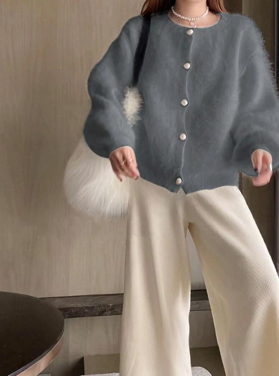 Women's Faux Mink Velvet Sweater Coat - New Autumn/Winter Design, Niche, Versatile, Soft, Loose Knit Cardigan