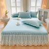 Luxurious Embroidery Bed Skirt Bed Sheet Smooth Comfortable Breathable Sleeping Bedspreads Plain Bed Cover for Bedroom