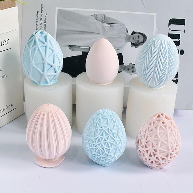 1шт Diy Пасхальные геометрические яйца Форма Силиконовая форма для свечей Diy Рождественская форма для ароматерапии Свеча Шоколад Гипс Эпоксидная смола Украшения ZH