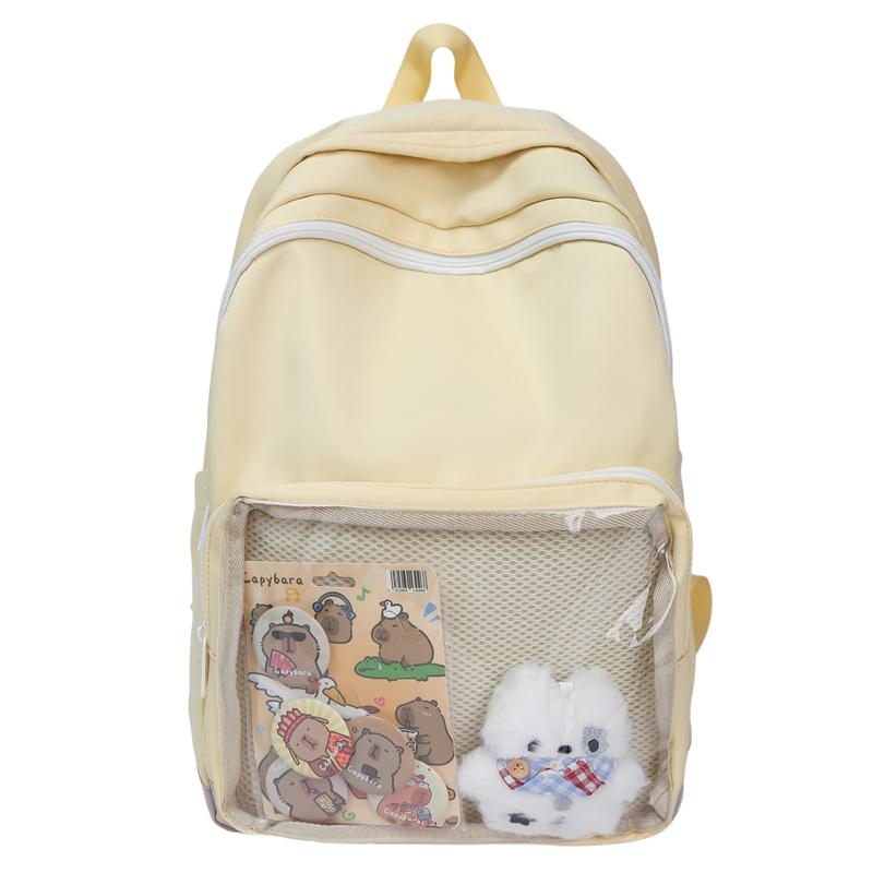 Middle School Student Backpack Solid Color Women's Large Capacity Schoolbag