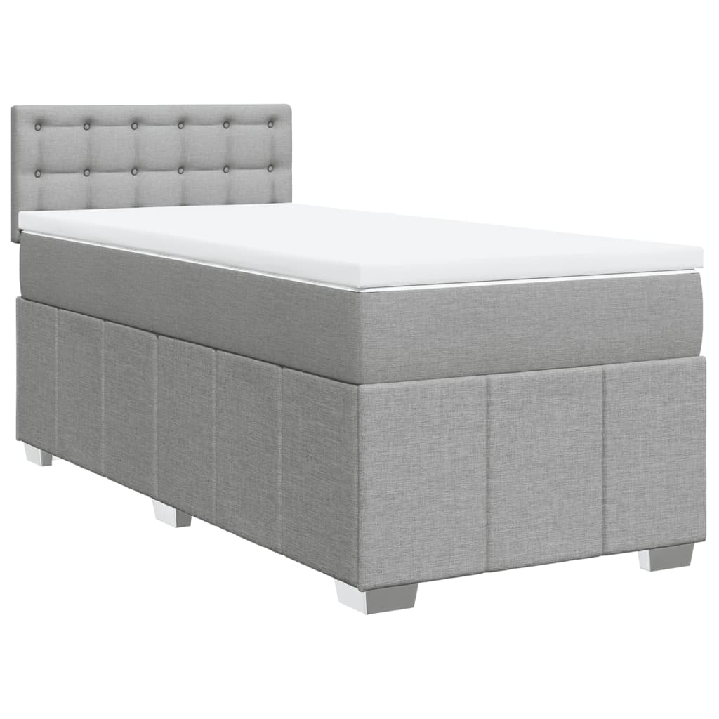 Box Spring Bed with Mattress Light Grey 100x200 cm Fabric