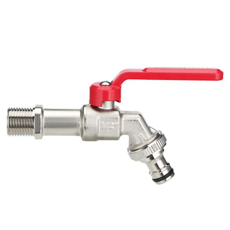 1PC Red handle 1/2 "" 3/4" "IBC Tank Metal Water Tap with S60 Coarse Thread 1-2 Way Adapter Ball Valve Garden Supplies Irrigati