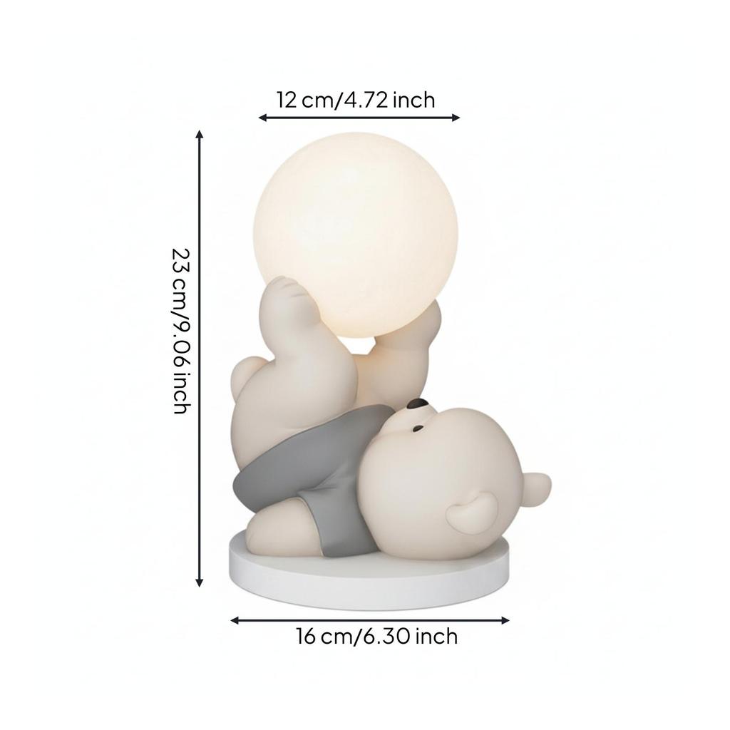 Bear Night Light Tabletop Ornament with Lamp Matte for Nursery, Desk