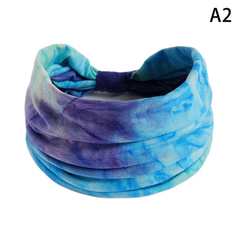 Tie-Dye Boho Knot Turbans Yoga Elastic Head Wrap Women Headband Wide Hairbands Headwear Bandanas Hair Band Accessories
