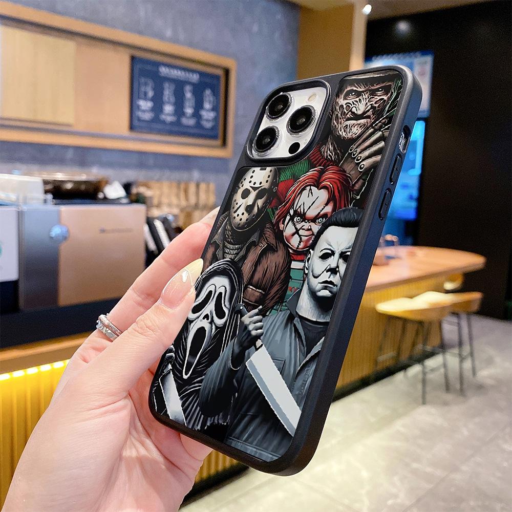 TK популярная коллекция персонажей темного хоррора чехол для iPhone15 триллер чехол для мобильного телефона Apple 17promax стеклянный чехол 12