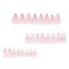 24 Pieces Wearable Nail Piece Sweet Girl French Pink Manicure Bow Pearl Staggered Almond Wearing Nail