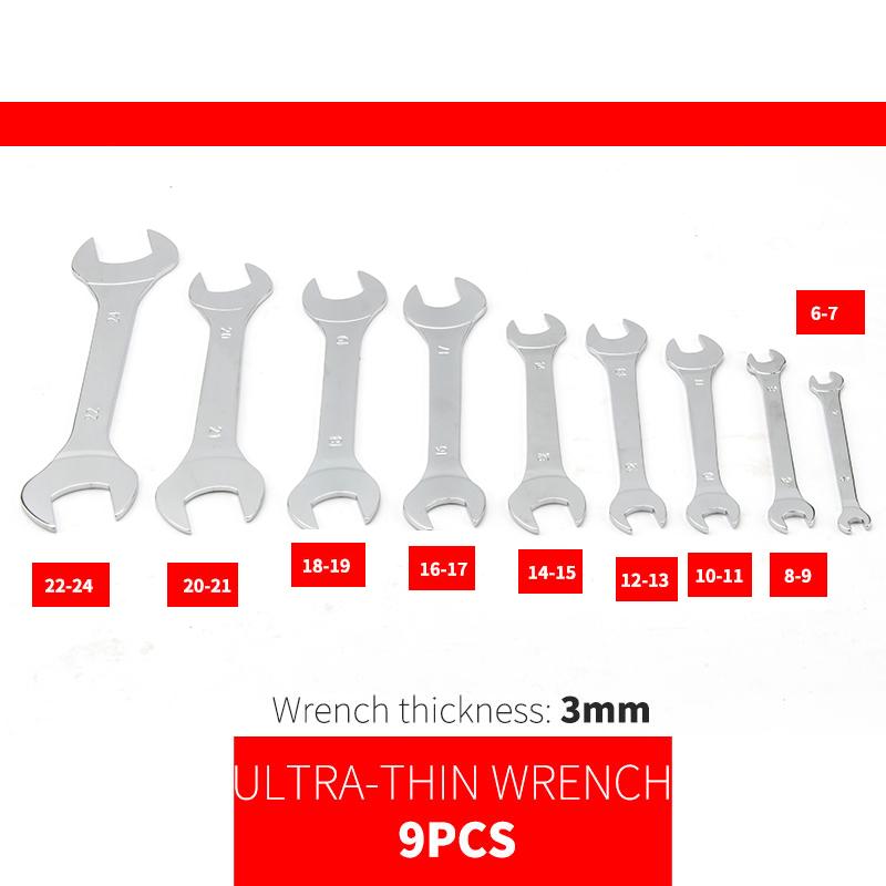 Thin Open End Wrench Set 3mm Ultra-thin Flat Wrench Tool Multi-Function Super-thin for Plumbing Tubing Gas Nozzle Fork Spanner