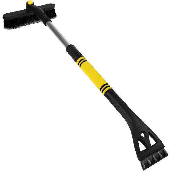 31.5" Ice Scraper and Extendable Snow Brush, 360° Rotating Brush Car Snow Scraper with Ergonomic Foam Grip, 3-in-1 Detachable Winter Ice Removal