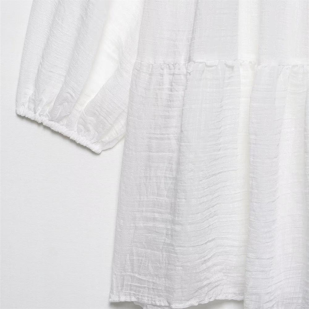 2025 Spring/Summer Women's V-Neck Layered Patchwork Long-Sleeve Dress