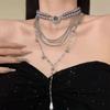Creative Beaded Tassel Stacking Necklace, Heavy Craft High-end Metal Exquisite Personalized Women Collarbone Chain