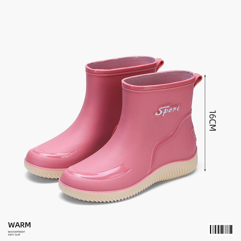 Водонепроницаемые и нескользящие короткие дождевые сапоги женские резиновые сапоги модная верхняя одежда женские водонепроницаемые сапоги хлопковые водонепроницаемые сапоги t
