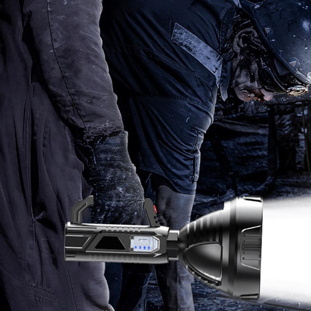 LED Searchlight 3 Modes Flashlight USB Rechargeable Life Waterproof for Hiking Fishing Emergency Portable Handheld Spotlight