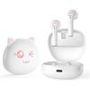 Bluetooth Wireless Cute Cat Design with Makeup Mirror and Charging HiFi Noise High Sensitivity Long Comfortable Siri Compatible with White 5.0