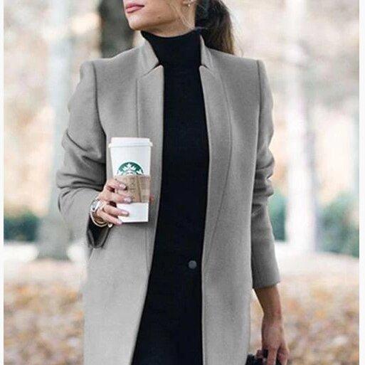 2023 осенне-зимнее пальто, новое европейское и американское модное однотонное шерстяное пальто с воротником-стойкой