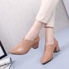 Genuine Leather Thick Heels Deep Mouth Single Shoes Women New Spring And Autumn New Lady's Shoes Cowhide High Heels